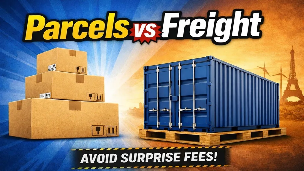 Video explaining parcels vs freight for moving to Europe